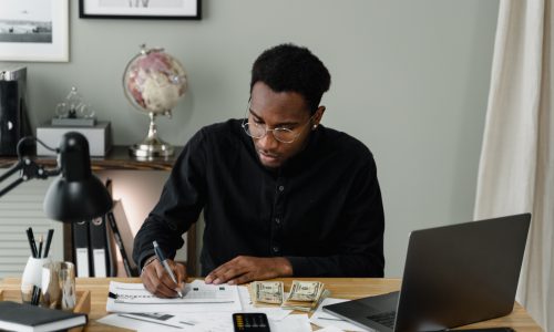 man at desk